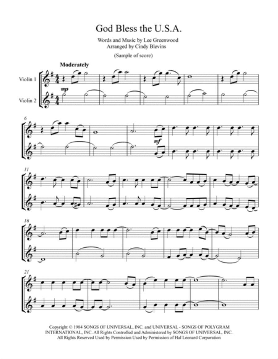 God Bless The U.S.A. String Duet scores gallery preview page 2