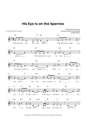 Book cover for His Eye Is on the Sparrow (Key of B-Flat Major)