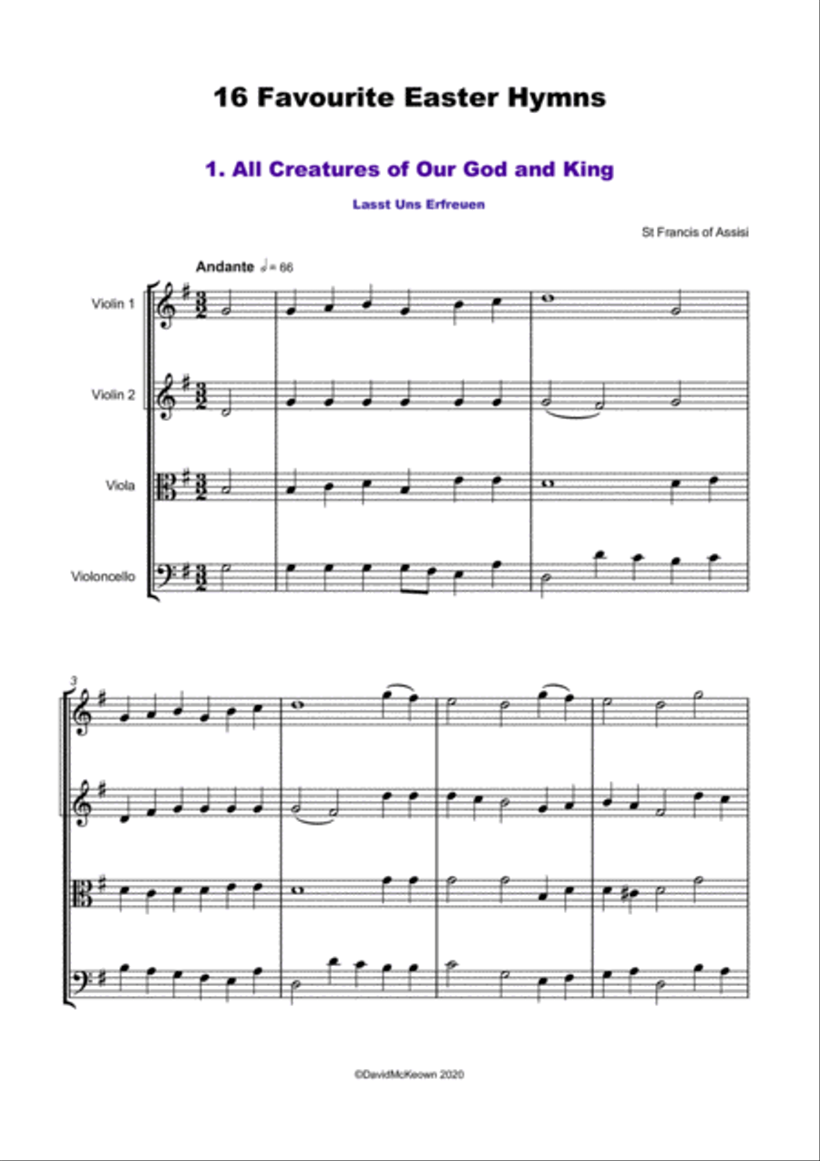 16 Favourite Easter Hymns for String Quartet String Quartet scores gallery preview page 2