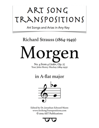 Book cover for STRAUSS: Morgen, Op. 27 no. 4 (transposed to A-flat major)