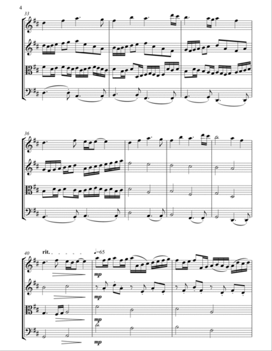 Canon in D-Weddind version for string quartet / optional part for Double Bass String Quartet scores gallery preview page 5
