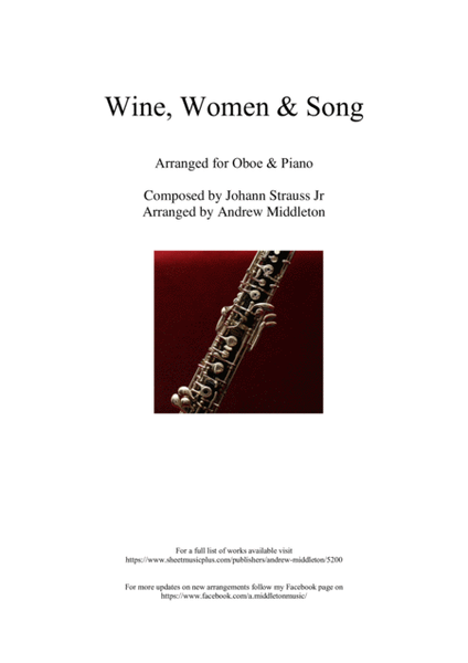 Wine, Women and Song arranged for Oboe and Piano image number null