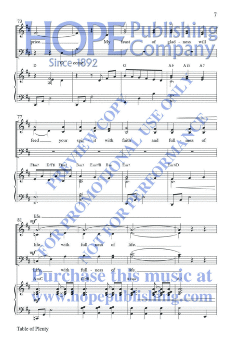 Table of Plenty Choir scores gallery preview page 8
