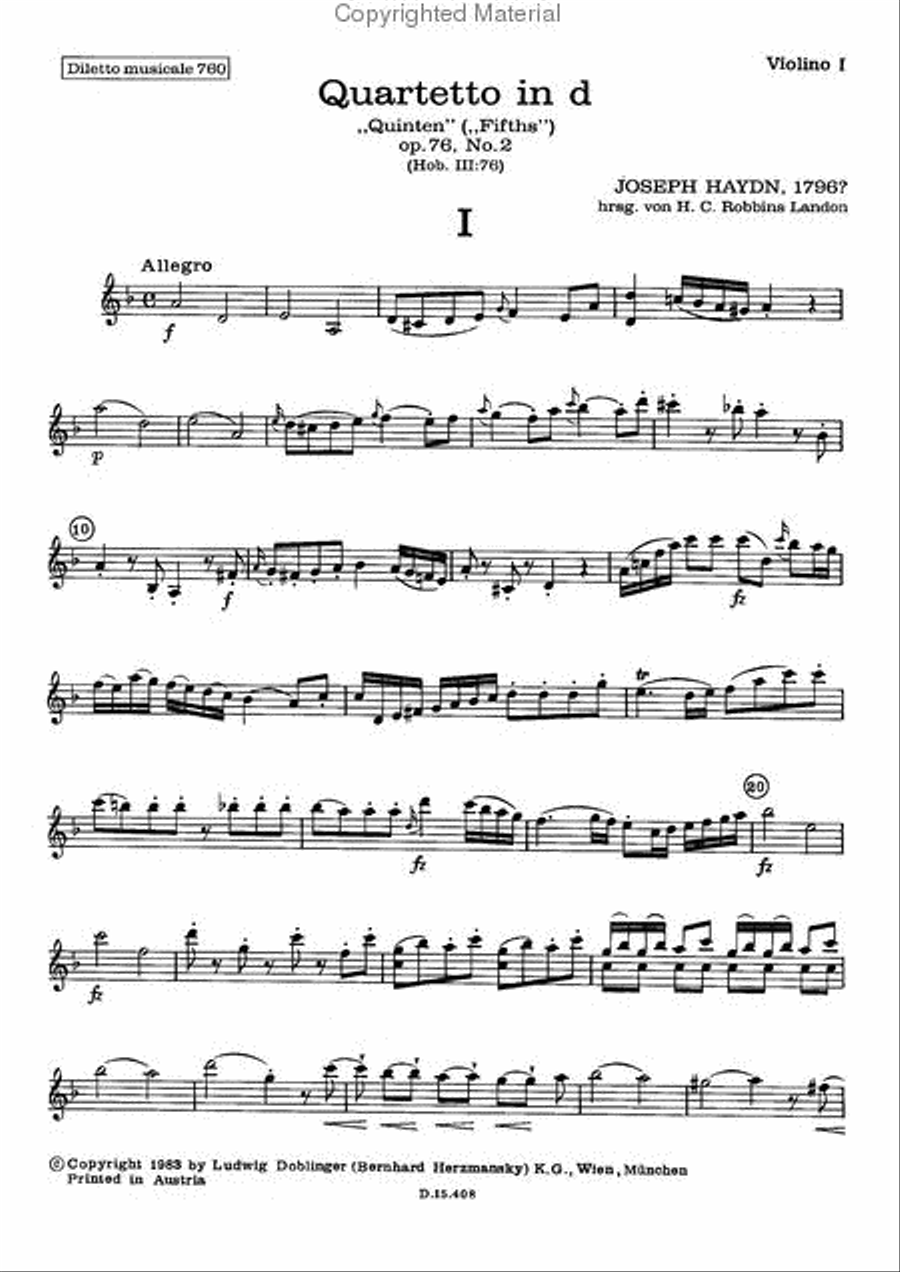 Streichquartett d-moll op. 76 / 2 String Quartet scores gallery preview page 2