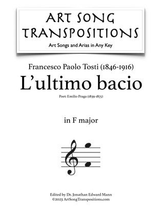 Book cover for TOSTI: L'ultimo bacio (transposed to F major)
