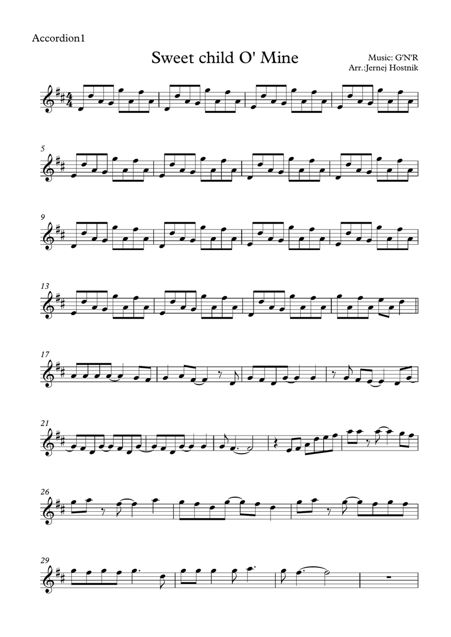 Sweet Child O' Mine Large Ensemble scores gallery preview page 1