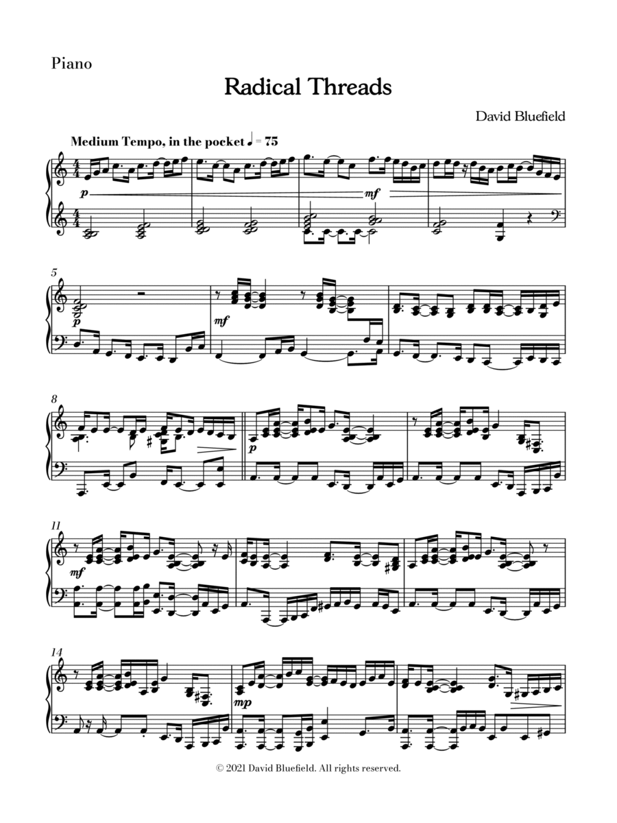 Radical Threads Piano Solo scores gallery preview page 1