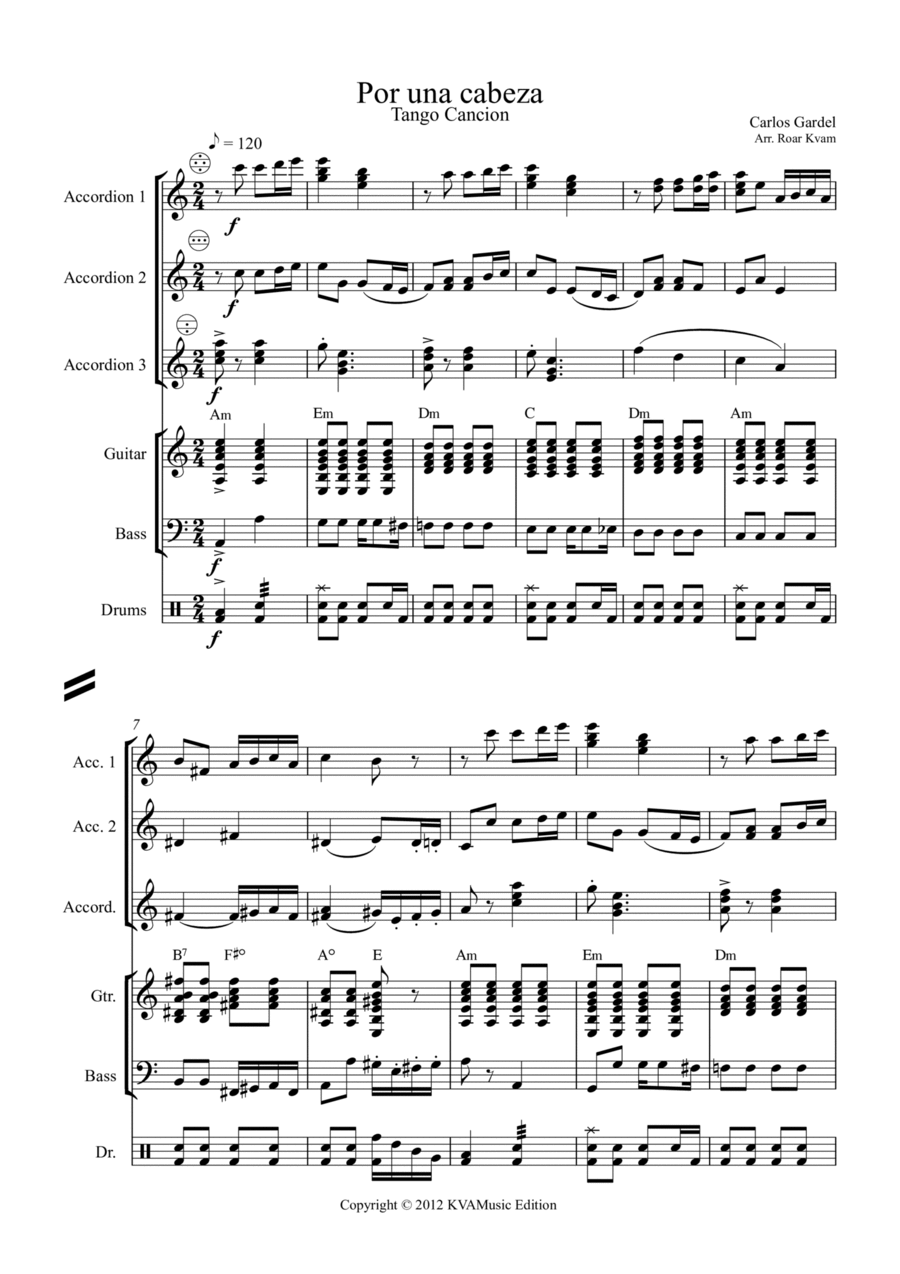 Por una cabeza online accordion sheet music