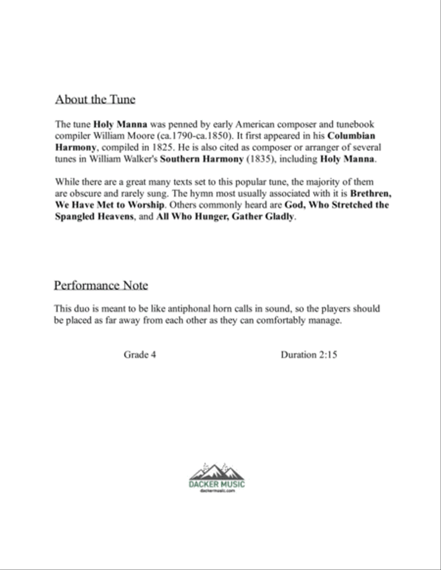 Holy Manna Holy Manna Brass Duet scores gallery preview page 2