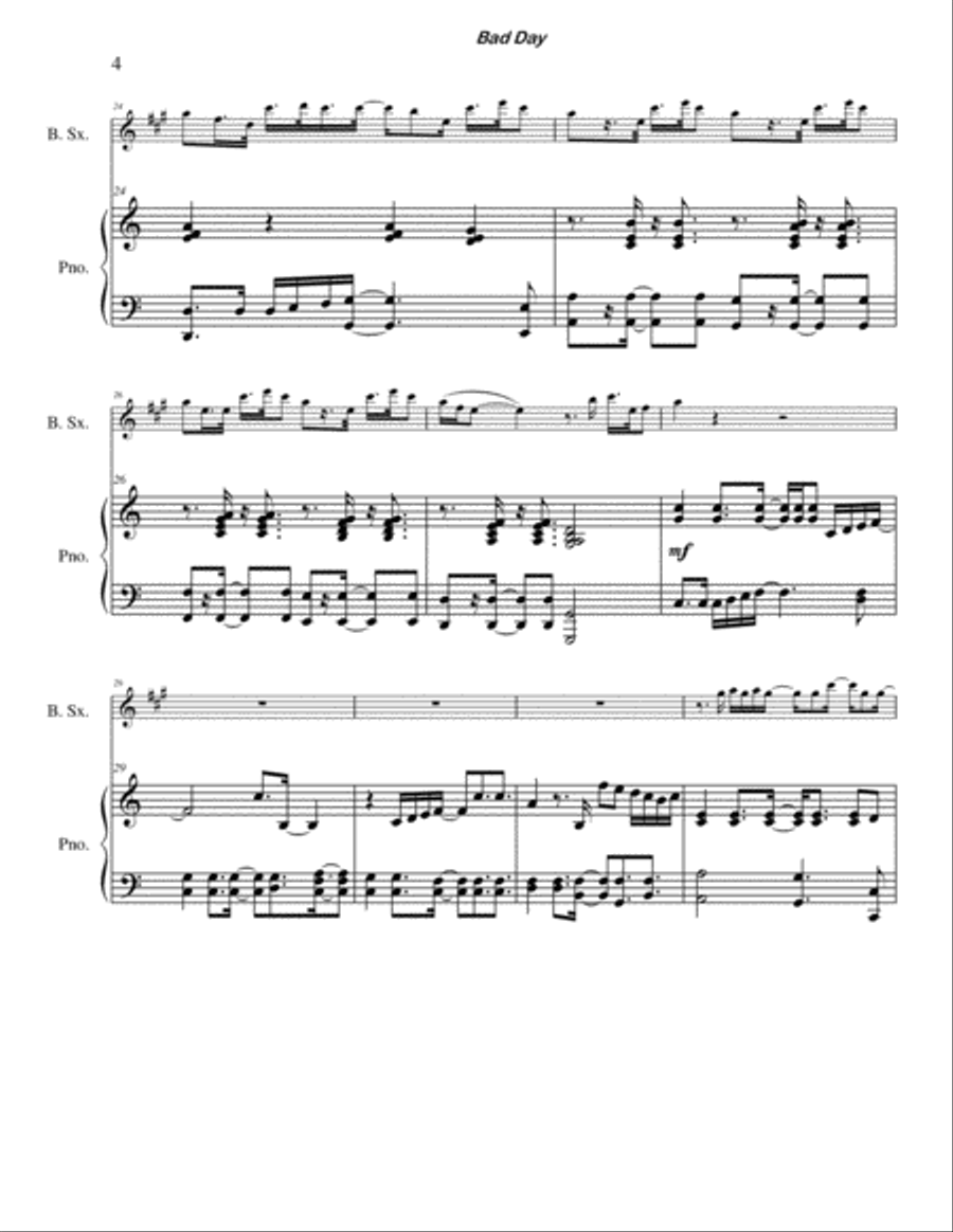 Bad Day Bad Day Baritone Saxophone scores gallery preview page 4