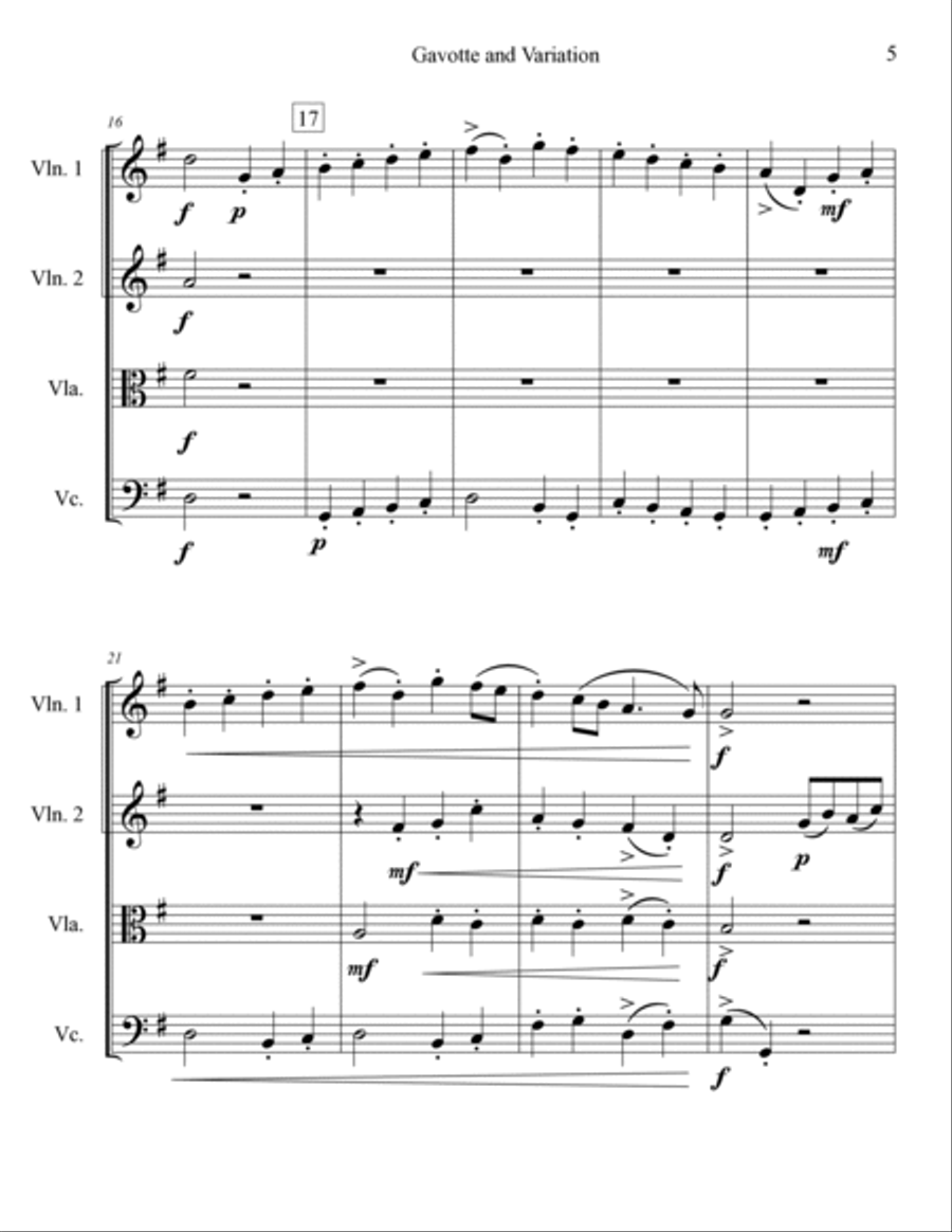 Gavotte and Variation - String Quartet String Quartet scores gallery preview page 5