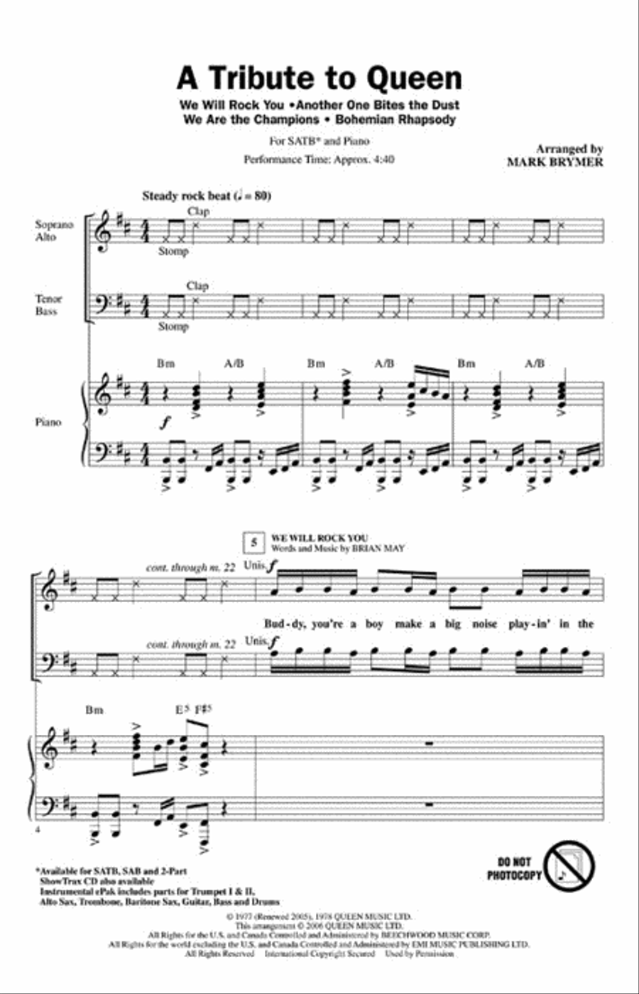 A Tribute To Queen (Medley) Show Choir scores gallery preview page 2