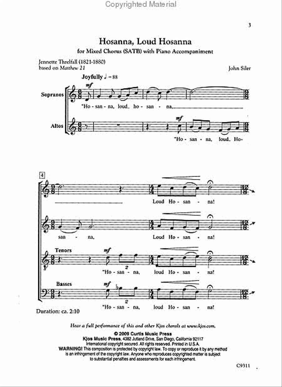 Hosanna, Loud Hosanna 4-Part scores gallery preview page 2