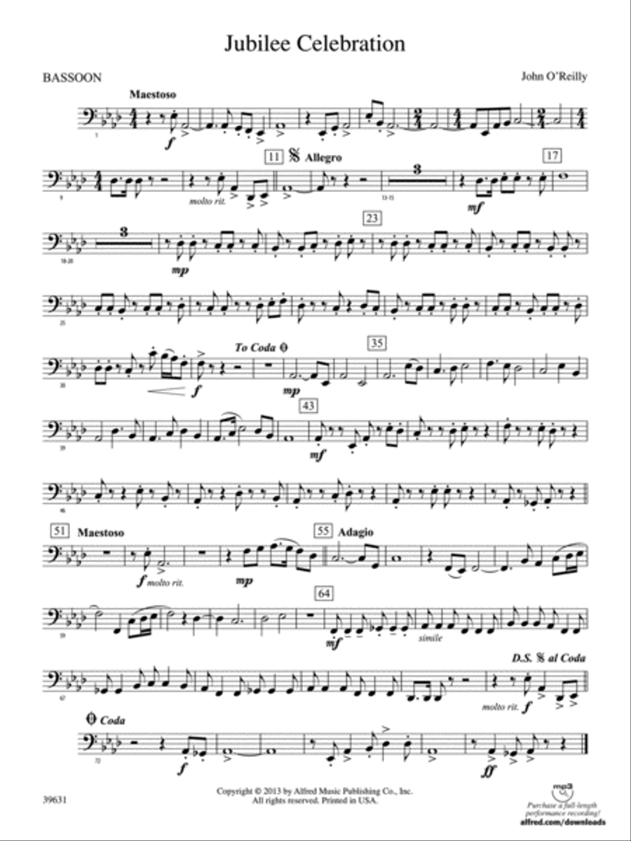Jubilee Celebration: Bassoon Concert Band scores gallery preview page 1