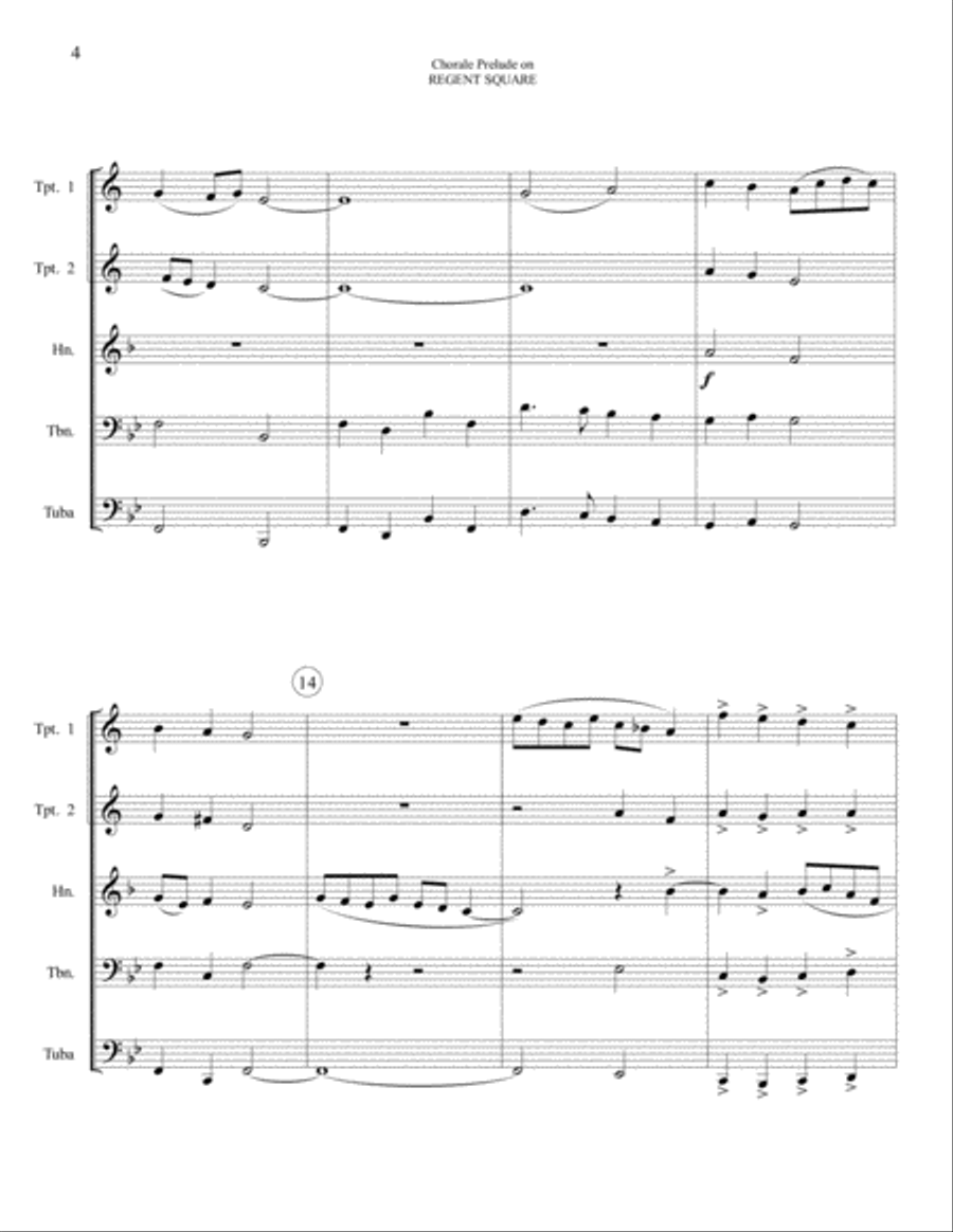 Chorale Prelude on Regent Square - Brass Quintet Brass Quintet scores gallery preview page 4