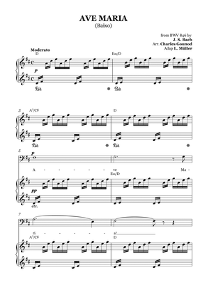 AVE MARIA - Bach/Gounod. For Soloist Bass in D Major with Piano Accompaniment