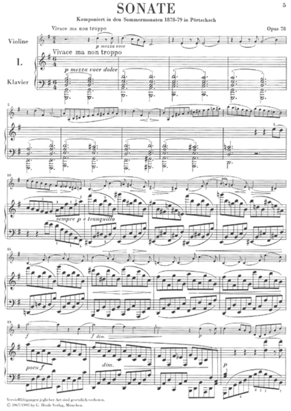 Sonatas for Piano and Violin by Johannes Brahms Violin Solo - Sheet Music