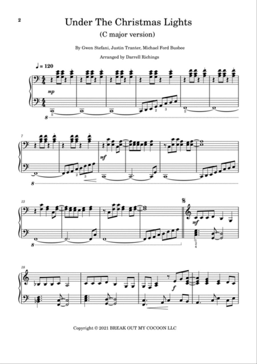 Under The Christmas Lights Piano Solo scores gallery preview page 2