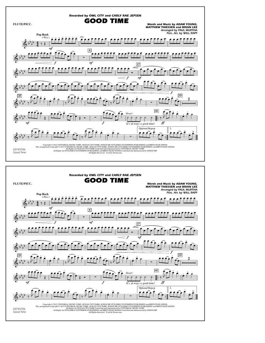 Good Time - Flute/Piccolo Marching Band scores gallery preview page 1