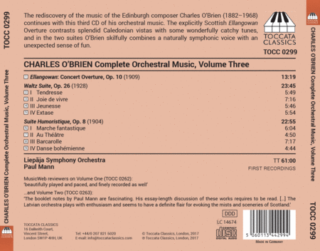 Charles O'Brien: Complete Orchestral Music, Vol. 3