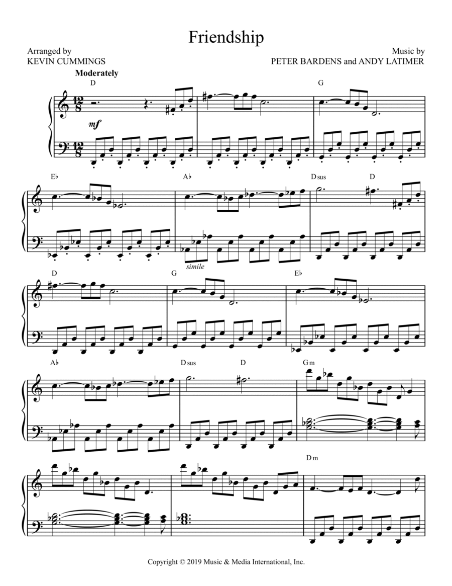 Friendship Friendship Piano Solo scores gallery preview page 1