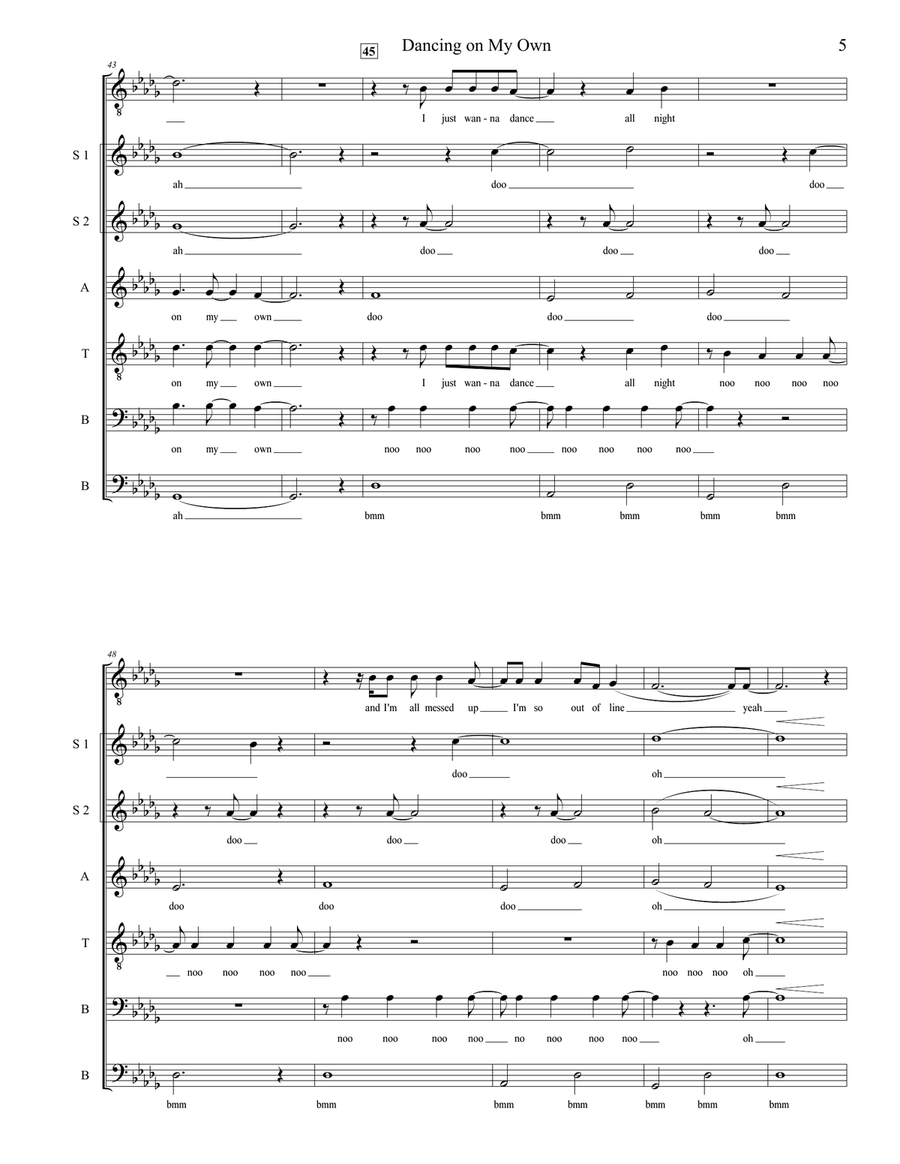 Dancing On My Own Divisi scores gallery preview page 5