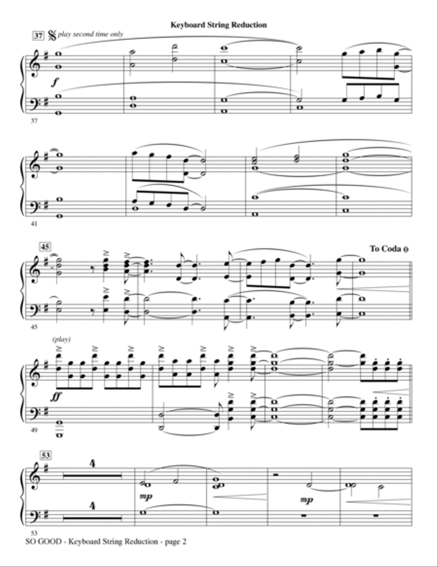 So Good - Keyboard String Reduction Choir scores gallery preview page 2