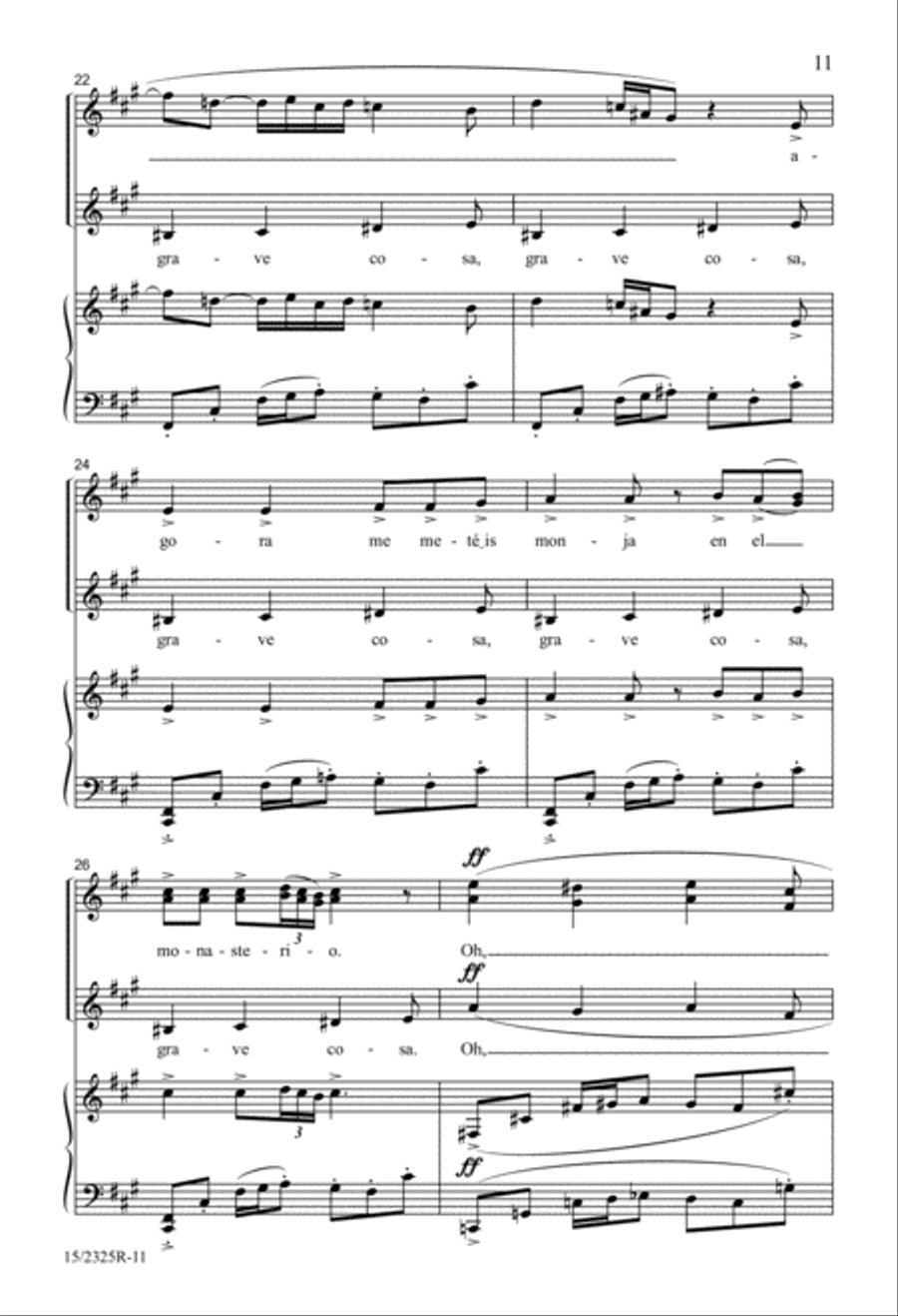Veo que todos/Agora que sé d'amor (Everyone complains/Now I've discovered love) SSAA scores gallery preview page 11