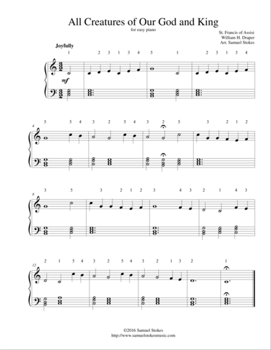All Creatures of Our God and King - for easy piano All Creatures of Our God and King - for easy piano Easy Piano scores gallery preview page 1