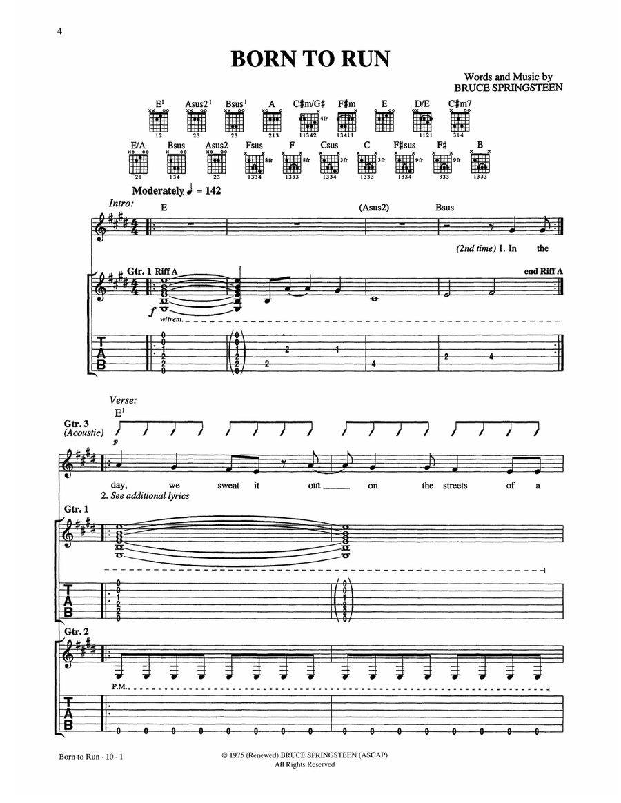 Born To Run Acoustic Guitar scores gallery preview page 1