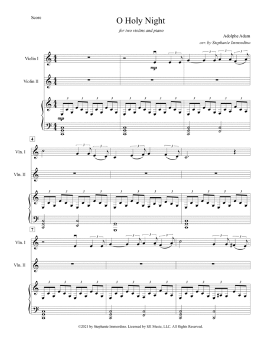 O Holy Night, for Two Violins and Piano String Orchestra scores gallery preview page 2