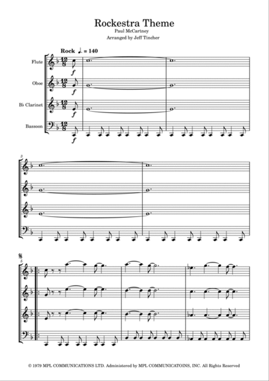 Rockestra Theme Woodwind Quartet scores gallery preview page 2