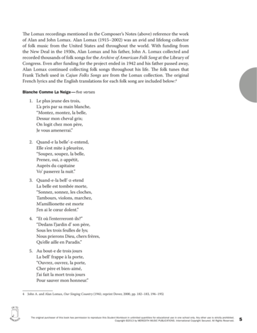 Guides to Band Masterworks, Vol. 3 - Student Workbook - Cajun Folk Songs Activity Books scores gallery preview page 5