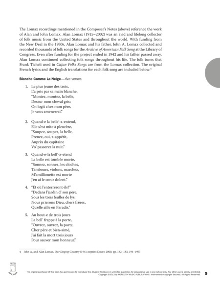 Guides to Band Masterworks, Vol. 3 - Student Workbook - Cajun Folk Songs