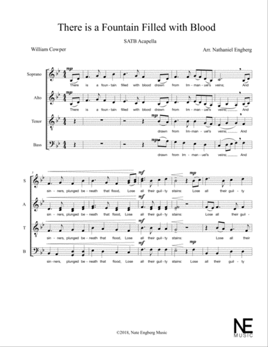 There Is A Fountain Filled With Blood 4-Part scores gallery preview page 2
