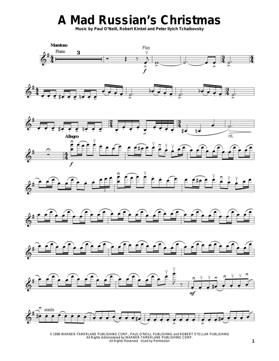 A Mad Russian's Christmas Violin Solo scores gallery preview page 1