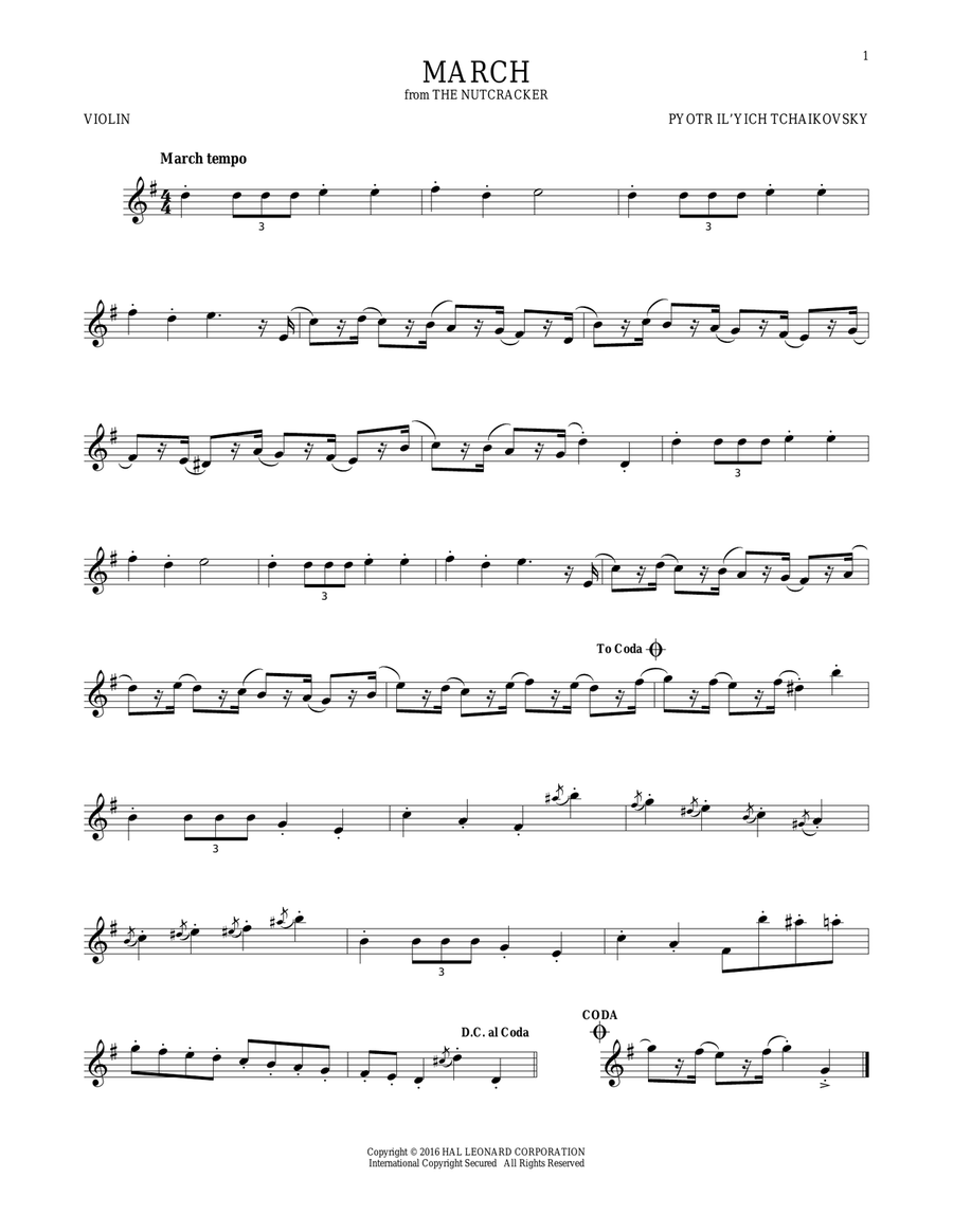 March (from The Nutcracker) Violin Solo scores gallery preview page 1