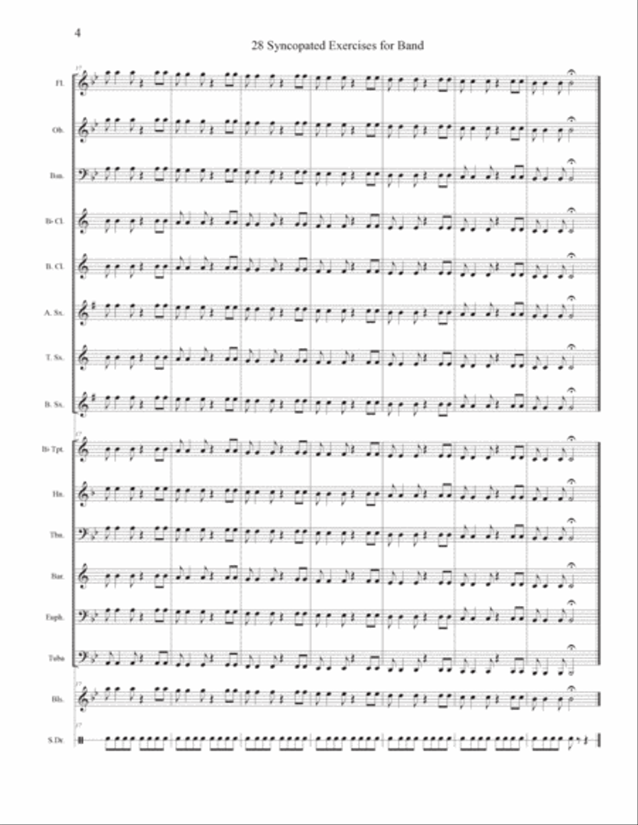 28 Syncopated Rhythm Exercises for Band Concert Band scores gallery preview page 5