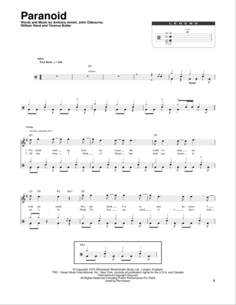 Paranoid Drum Set scores gallery preview page 1