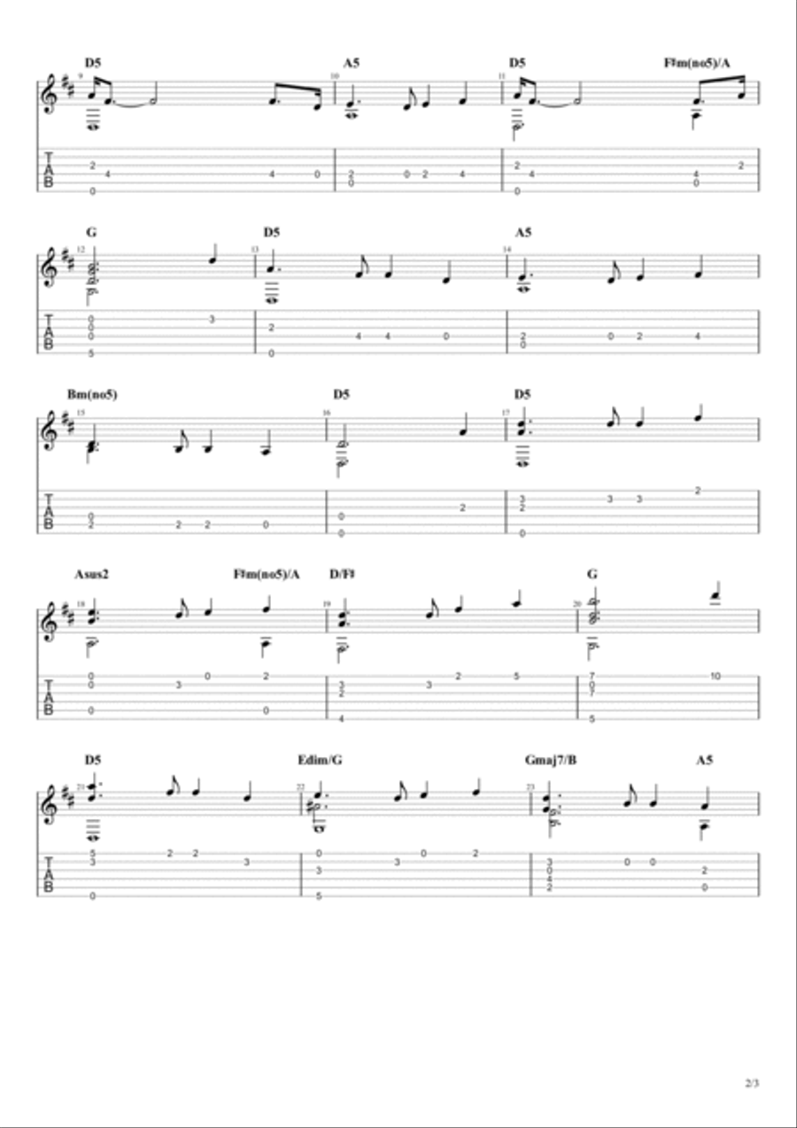 Auld Lang Syne for fingerstyle guitar Acoustic Guitar scores gallery preview page 2