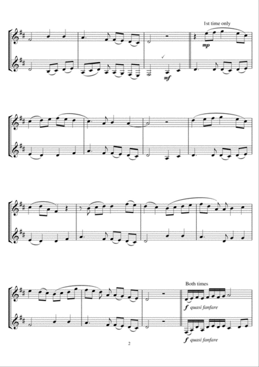 Once In Royal David's City Clarinet Duet scores gallery preview page 2