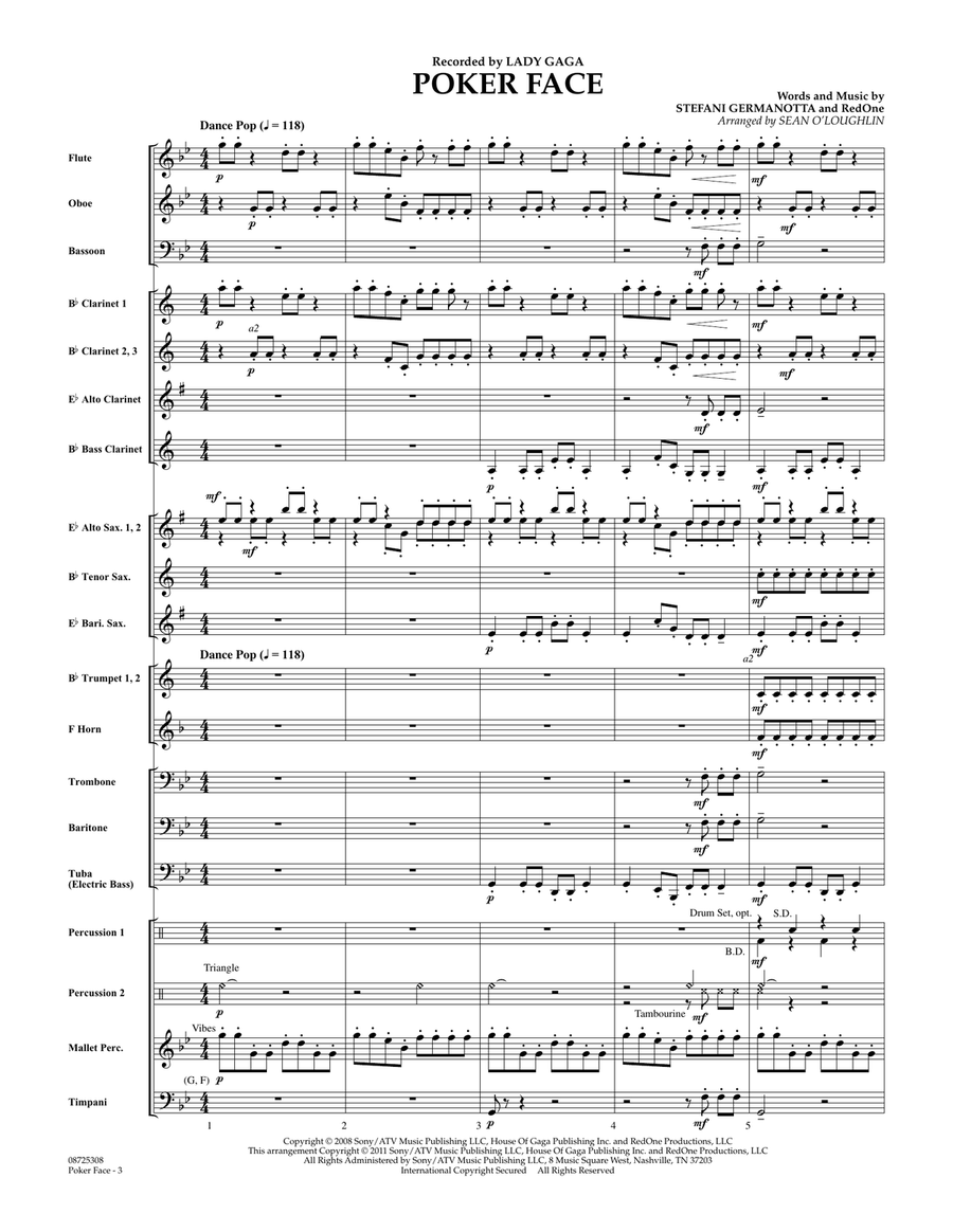 Poker Face - Full Score Concert Band scores gallery preview page 2