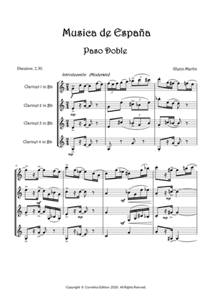 "Paso Double" Woodwind Quartet 4 Bb Clarinets Spanish Dance Musica de España