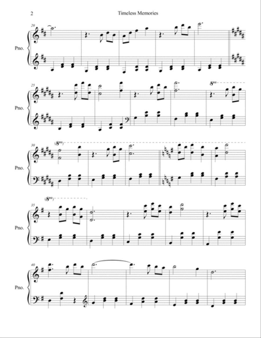 Timeless Memories Piano Solo scores gallery preview page 2