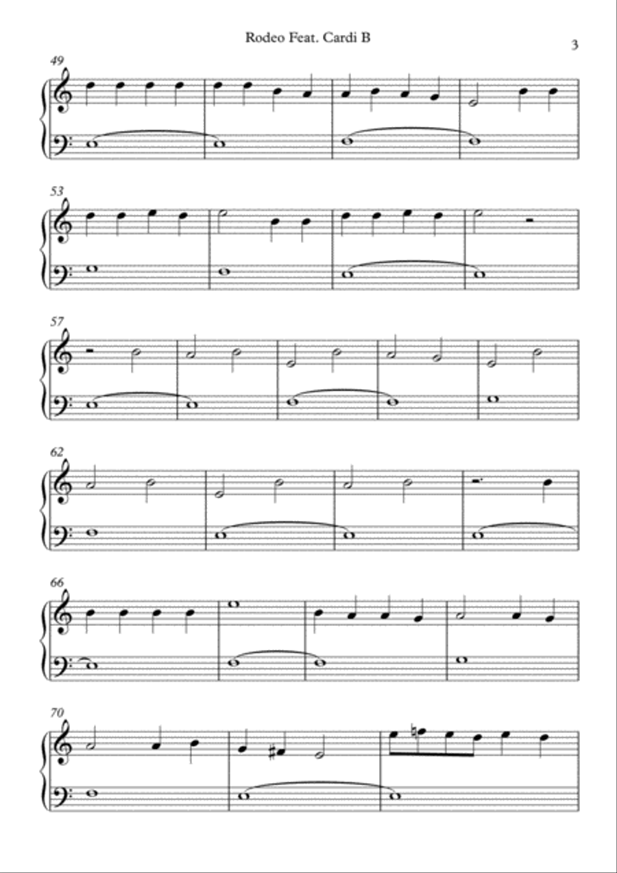 Rodeo Feat. Cardi B Easy Piano scores gallery preview page 3