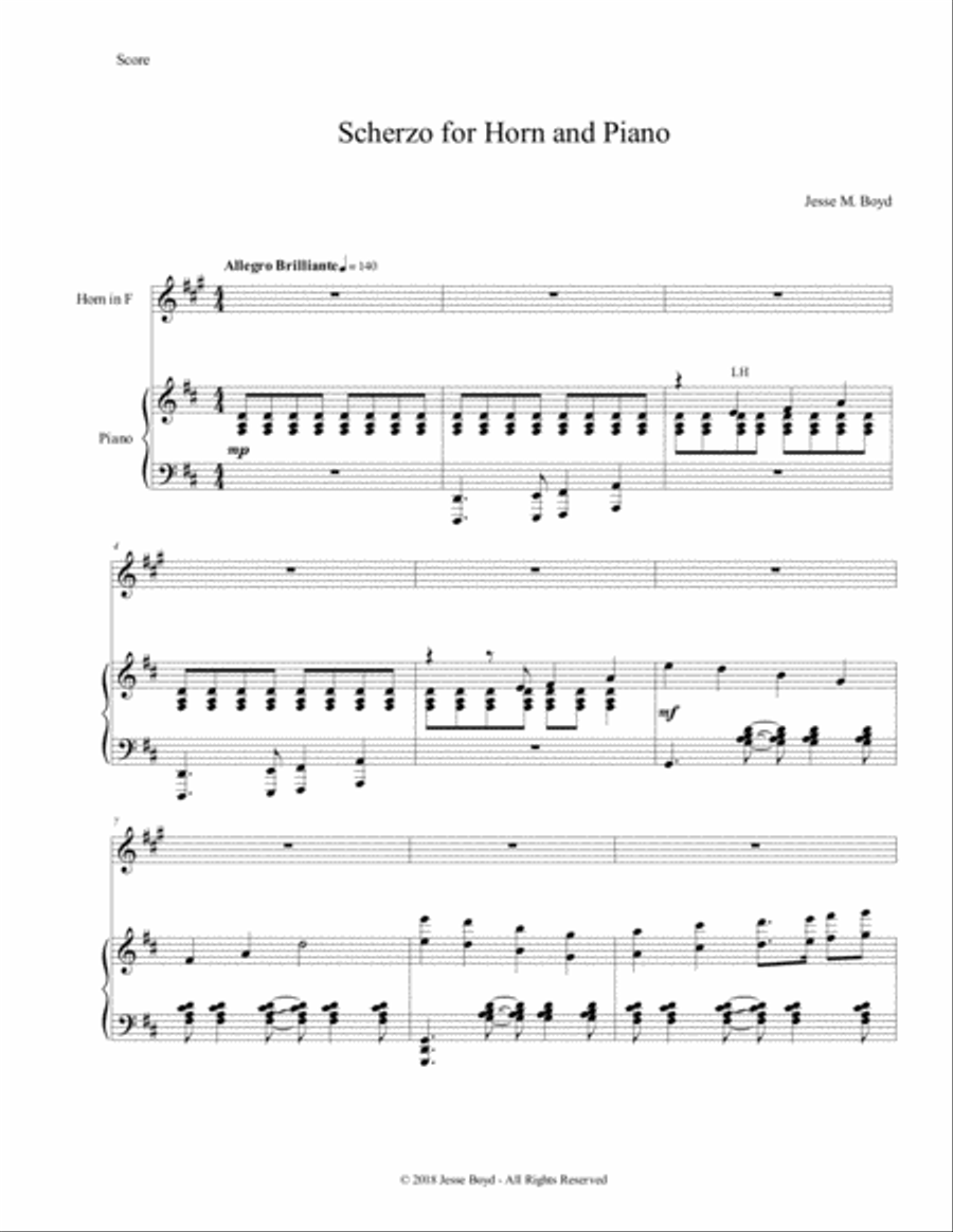 Scherzo for Horn and Piano Horn scores gallery preview page 1