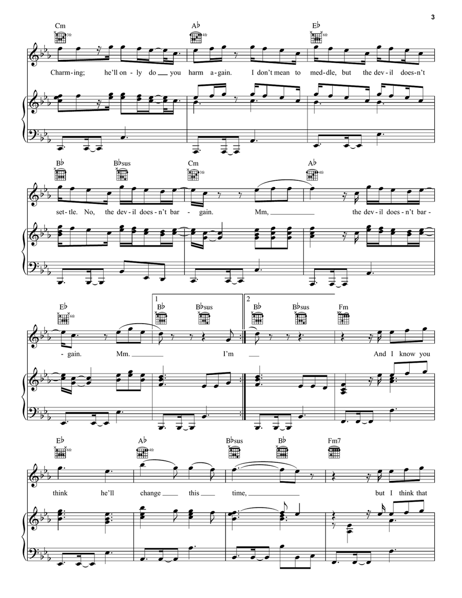 Devil Doesn't Bargain Piano, Vocal, Guitar scores gallery preview page 3