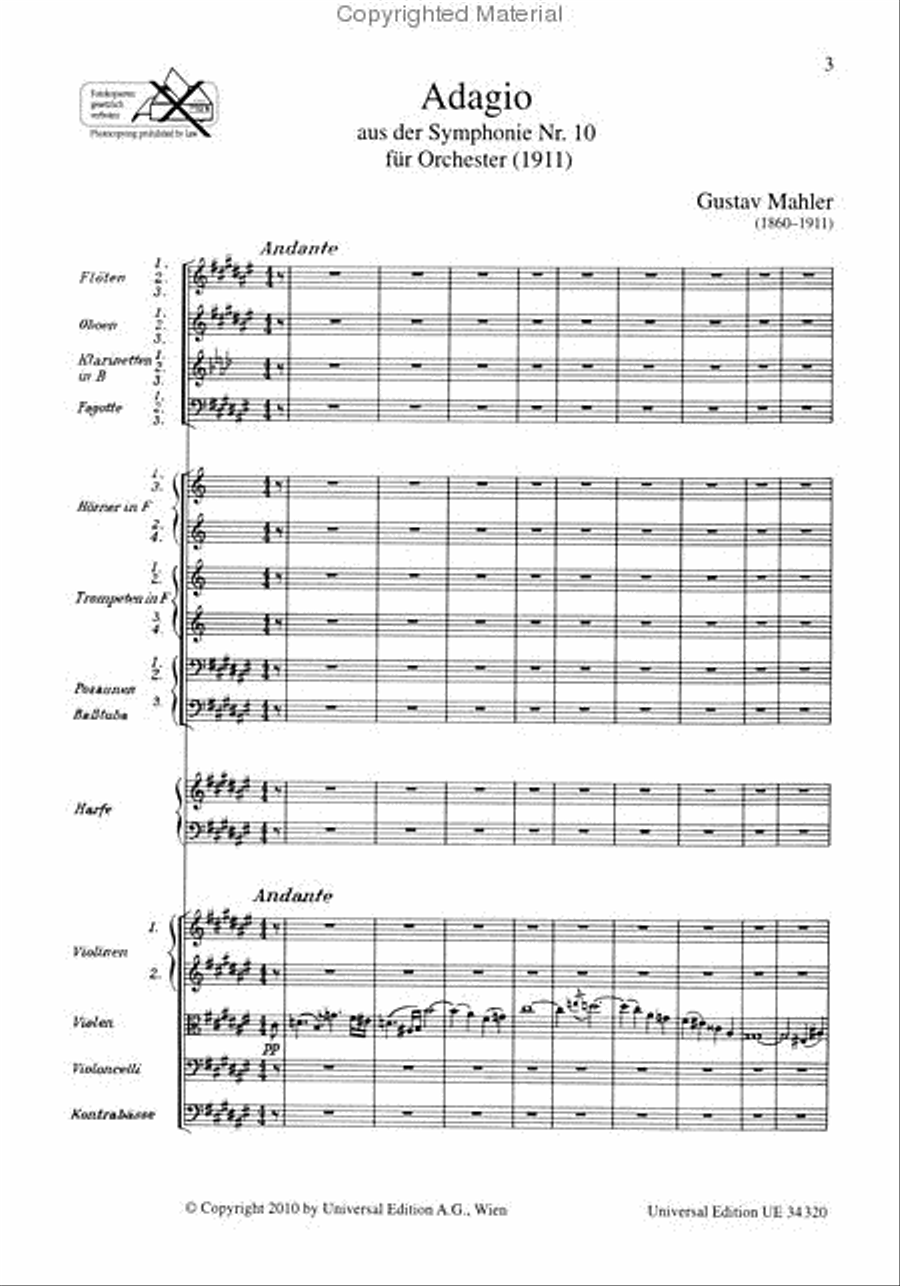 Adagio From Symphony No. 10 Orchestra scores gallery preview page 2