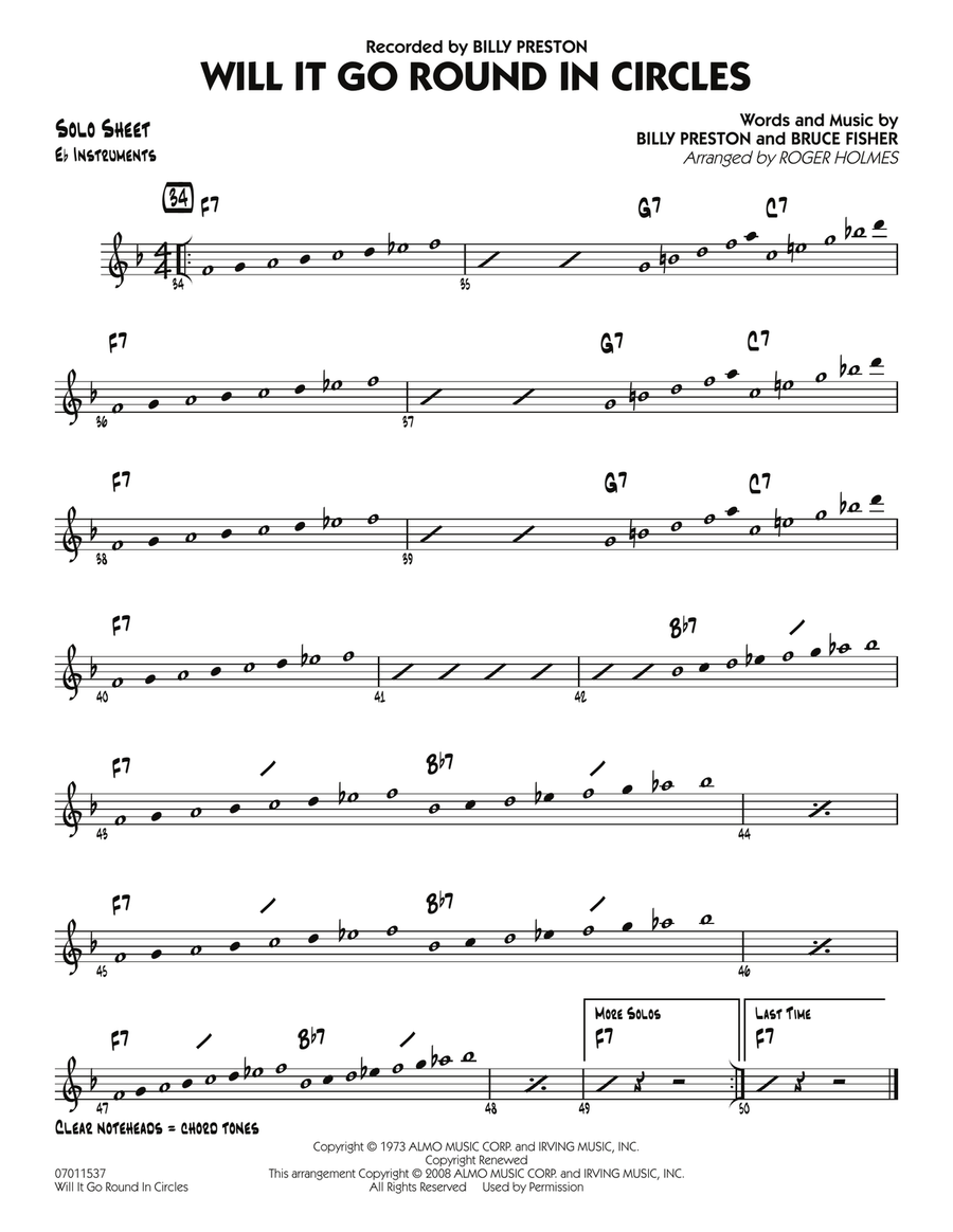 Will It Go Round in Circles? - Eb Solo Sheet Jazz Ensemble scores gallery preview page 1