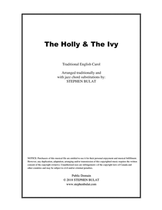 The Holly And The Ivy - Lead sheet arranged in traditional and jazz style (key of G)